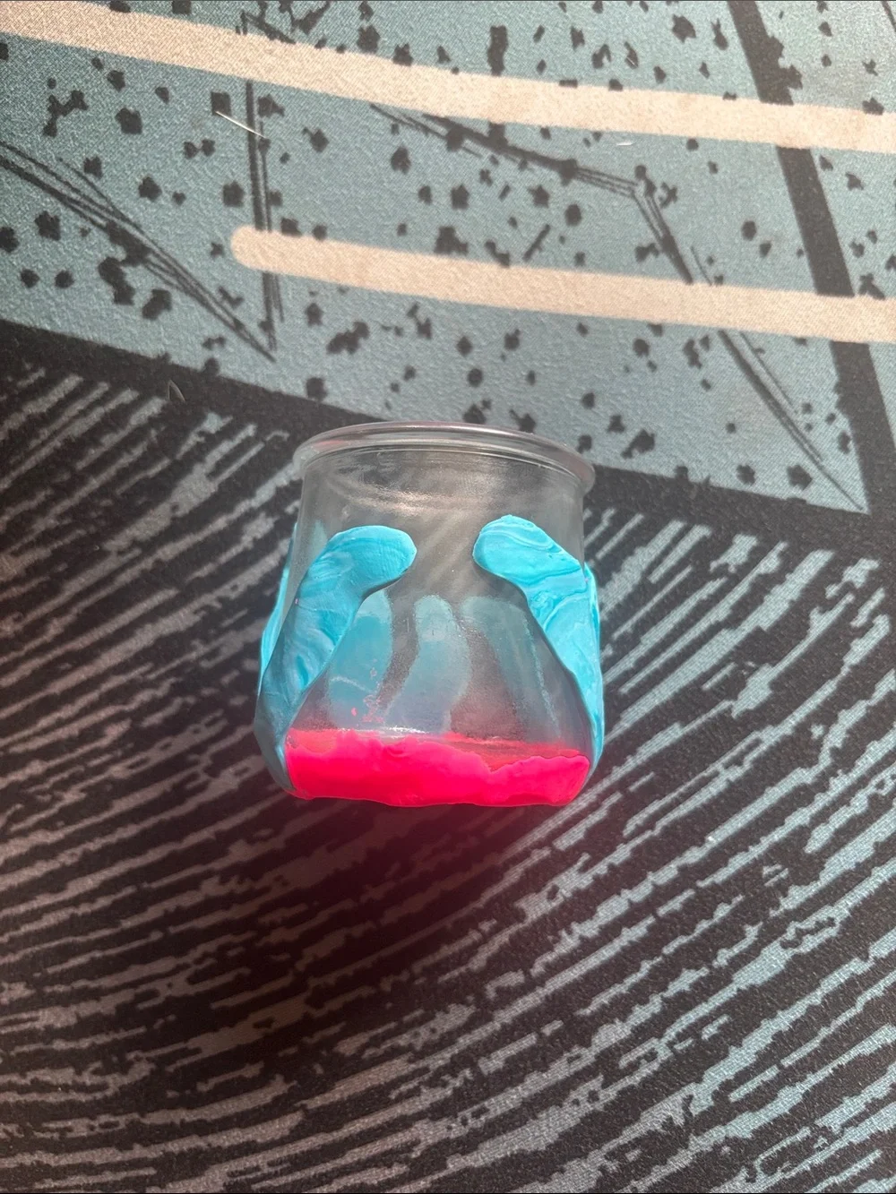 Handcrafted Clay Decorated Glass Holder